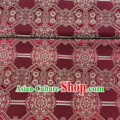 Chinese Traditional Gesang Flowers Pattern Maroon Silk Fabric Brocade Drapery Tibetan Robe Damask Material