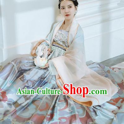 Chinese Jin Dynasty Palace Princess Historical Costumes Traditional Ancient Goddess Hanfu Apparels