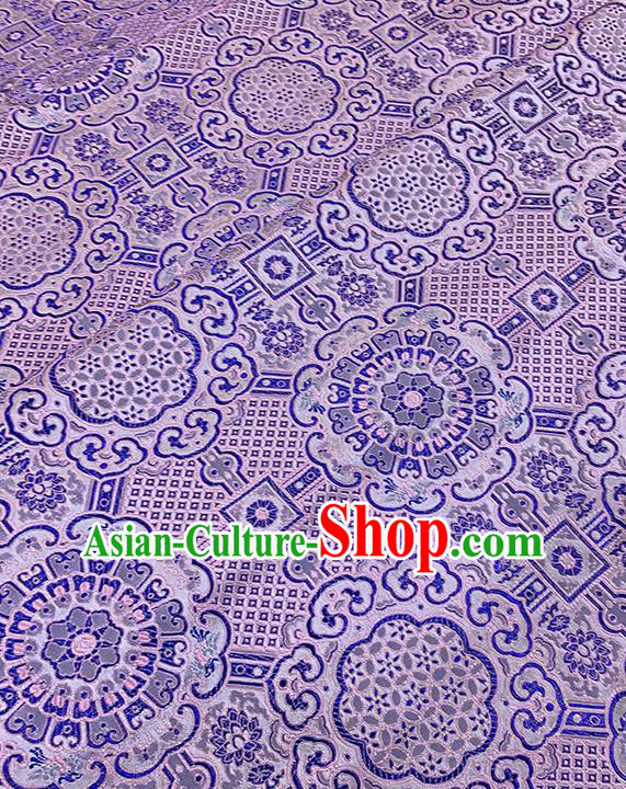 Chinese Traditional Auspicious Pattern Silk Fabric Lilac Brocade Damask Mongolian Robe Drapery Material