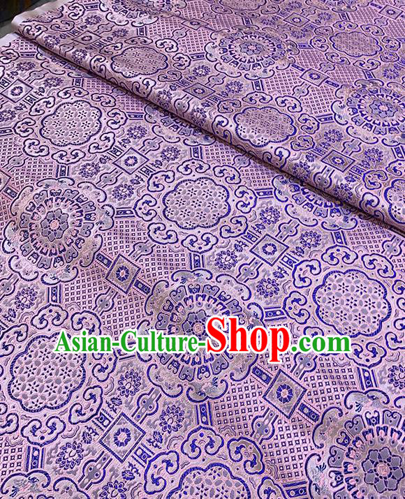 Chinese Traditional Auspicious Pattern Silk Fabric Lilac Brocade Damask Mongolian Robe Drapery Material