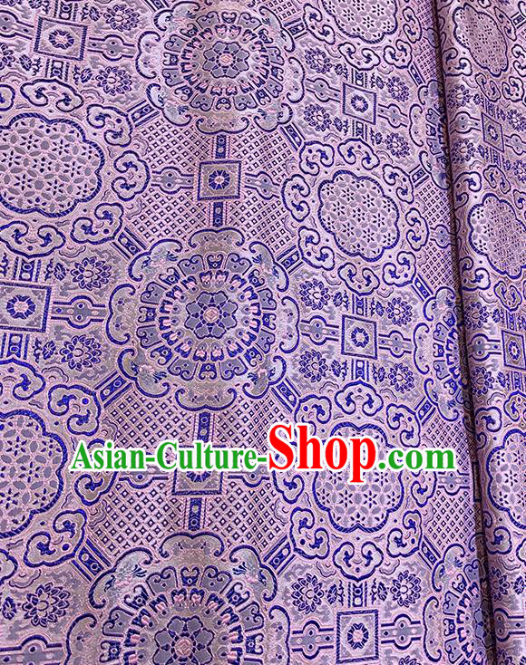 Chinese Traditional Auspicious Pattern Silk Fabric Lilac Brocade Damask Mongolian Robe Drapery Material