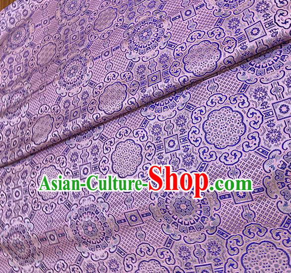 Chinese Traditional Auspicious Pattern Silk Fabric Lilac Brocade Damask Mongolian Robe Drapery Material