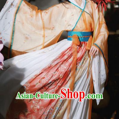 Chinese Traditional Ancient Goddess Hanfu Apparels Jin Dynasty Royal Princess Historical Costumes