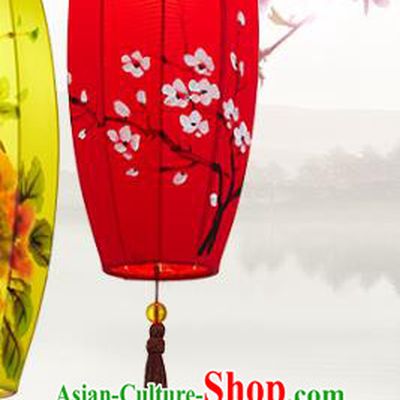 Chinese Traditional Painting Plum Blossom Red Lanterns Handmade Hanging Lantern New Year Classical Palace Lamp