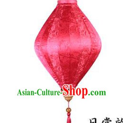 Chinese Traditional Flowers Pattern Rosy Silk Lanterns Handmade Hanging Lantern New Year Palace Lamp