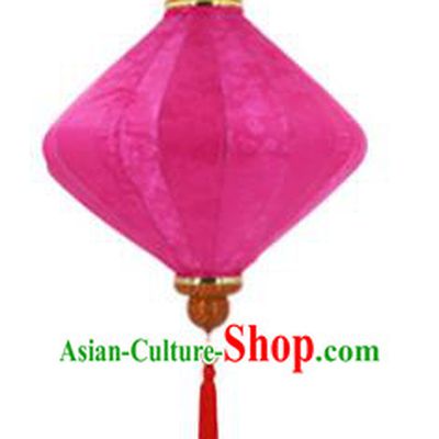 Chinese Traditional Rosy Silk Palace Lanterns Handmade Hanging Lantern New Year Classical Diamond Lamp