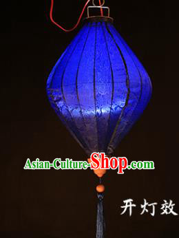 Chinese Traditional Flowers Pattern Royalblue Silk Lanterns Handmade Hanging Lantern New Year Palace Lamp Chinese Traditional Flowers Pattern Royalblue Silk Lanterns Handmade Hanging Lantern New Year Palace Lamp