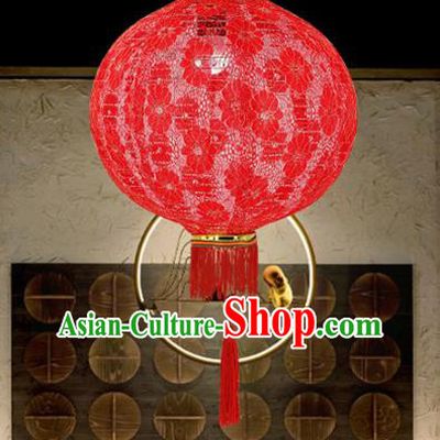 Chinese Traditional Red Lace Palace Lanterns Handmade Hanging Lantern New Year Classical Diamond Lamp