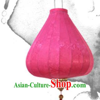 Chinese Traditional Jacquard Pattern Pink Silk Palace Lanterns Handmade Hanging Lantern Classical Festive New Year Tulip Lamp