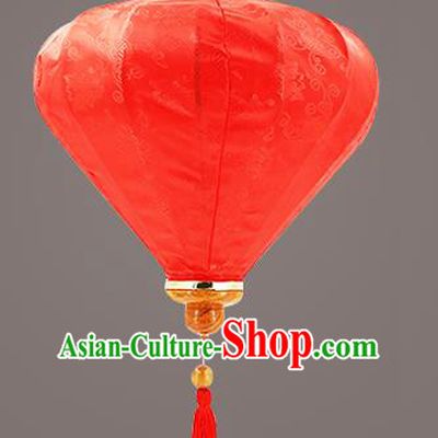 Chinese Traditional Red Silk Palace Lanterns Handmade Hanging Lantern Classical Festive New Year Diamond Lamp