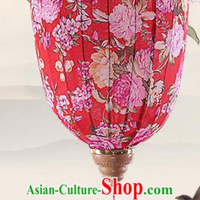 Chinese Traditional Printing Peony Red Palace Lanterns Handmade Hanging Lantern Classical Festive New Year Lamp