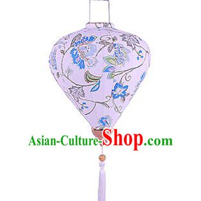 Chinese Traditional Ink Painting Blue Hydrangea Palace Lanterns Handmade Hanging Lantern Classical Festive New Year Lamp