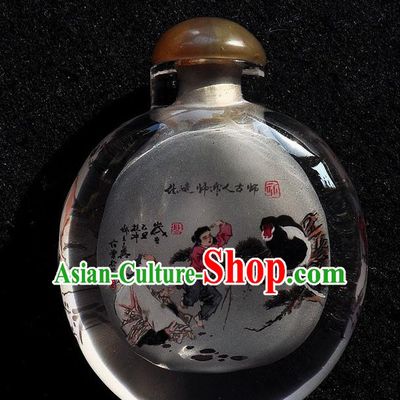 Chinese Handmade Snuff Bottle Traditional Inside Painting Monkey Snuff Bottles Artware