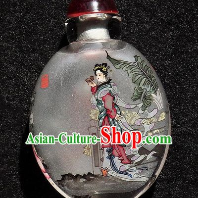 Chinese Handmade Goddess Snuff Bottle Traditional Inside Painting Court Female Snuff Bottles Artware