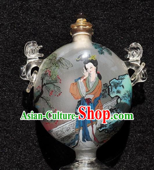 Chinese Handmade Snuff Bottle Traditional Inside Painting Beauty Snuff Bottles with Handles Artware Chinese Handmade Snuff Bottle Traditional Inside Painting Beauty Snuff Bottles with Handles Artware