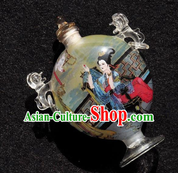 Chinese Handmade Snuff Bottle Traditional Inside Painting Beauty Snuff Bottles with Handles Artware Chinese Handmade Snuff Bottle Traditional Inside Painting Beauty Snuff Bottles with Handles Artware