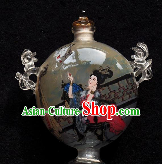 Chinese Handmade Snuff Bottle Traditional Inside Painting Beauty Snuff Bottles with Handles Artware Chinese Handmade Snuff Bottle Traditional Inside Painting Beauty Snuff Bottles with Handles Artware