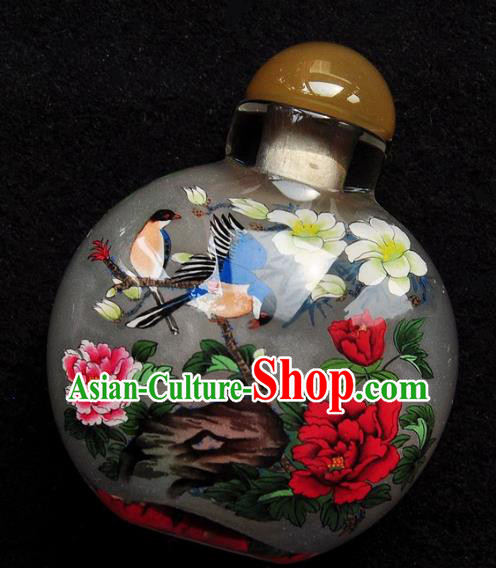 Chinese Handmade Snuff Bottle Traditional Inside Painting Magnolia Birds Snuff Bottles Artware Chinese Handmade Snuff Bottle Traditional Inside Painting Magnolia Birds Snuff Bottles Artware