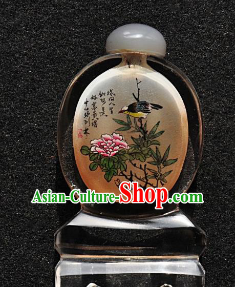 Chinese Handmade Snuff Bottle Traditional Inside Painting Plum Magpie Snuff Bottles Artware Chinese Handmade Snuff Bottle Traditional Inside Painting Plum Magpie Snuff Bottles Artware