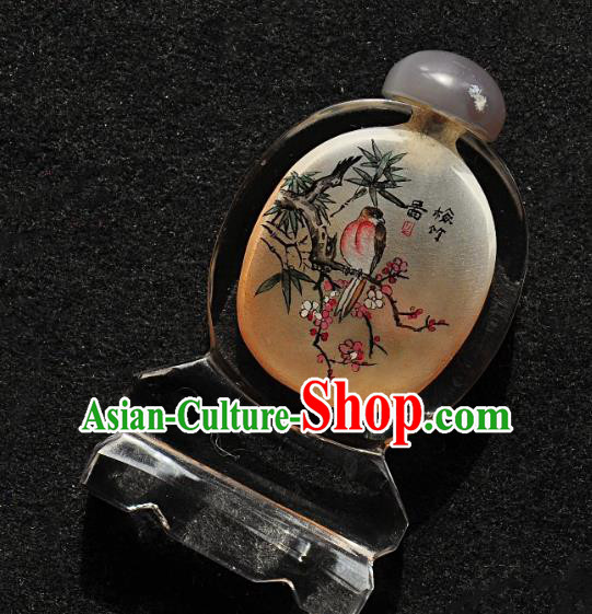 Chinese Handmade Snuff Bottle Traditional Inside Painting Plum Magpie Snuff Bottles Artware Chinese Handmade Snuff Bottle Traditional Inside Painting Plum Magpie Snuff Bottles Artware