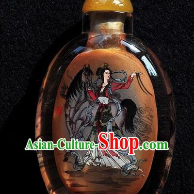 Chinese Handmade Snuff Bottle Traditional Inside Painting Beauty Horse Snuff Bottles Artware