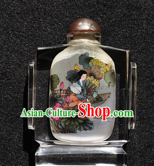 Chinese Handmade Snuff Bottle Traditional Inside Painting Lotus Children Snuff Bottles Artware Chinese Handmade Snuff Bottle Traditional Inside Painting Lotus Children Snuff Bottles Artware