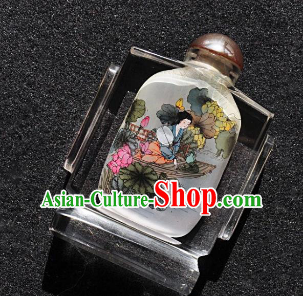 Chinese Handmade Snuff Bottle Traditional Inside Painting Lotus Children Snuff Bottles Artware Chinese Handmade Snuff Bottle Traditional Inside Painting Lotus Children Snuff Bottles Artware