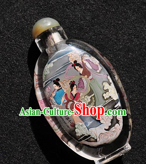 Chinese Handmade Goddess Snuff Bottle Traditional Inside Painting Fairy Snuff Bottles Artware Chinese Handmade Goddess Snuff Bottle Traditional Inside Painting Fairy Snuff Bottles Artware