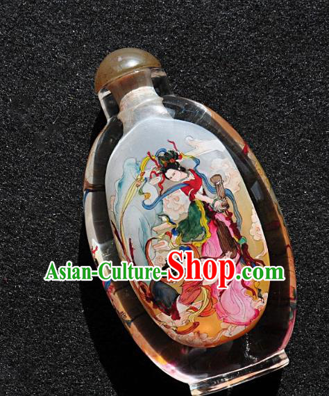 Chinese Handmade Snuff Bottle Traditional Inside Painting Flying Goddess Snuff Bottles Artware Chinese Handmade Snuff Bottle Traditional Inside Painting Flying Goddess Snuff Bottles Artware