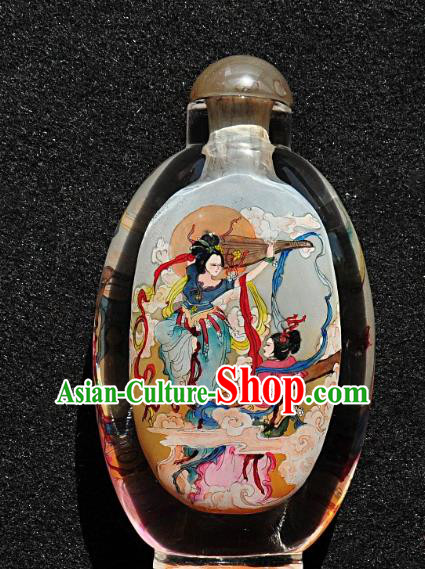 Chinese Handmade Snuff Bottle Traditional Inside Painting Flying Goddess Snuff Bottles Artware Chinese Handmade Snuff Bottle Traditional Inside Painting Flying Goddess Snuff Bottles Artware