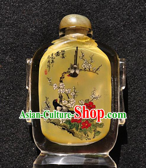 Chinese Handmade Snuff Bottle Traditional Inside Painting Chrysanthemum Bird Snuff Bottles Artware Chinese Handmade Snuff Bottle Traditional Inside Painting Chrysanthemum Bird Snuff Bottles Artware