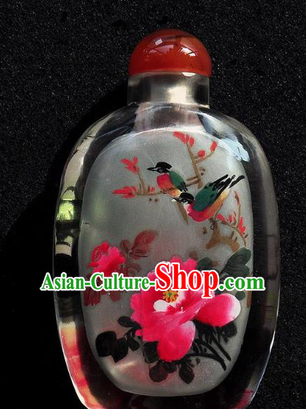 Chinese Handmade Snuff Bottle Traditional Inside Painting Peony Bird Snuff Bottles Artware Chinese Handmade Snuff Bottle Traditional Inside Painting Peony Bird Snuff Bottles Artware