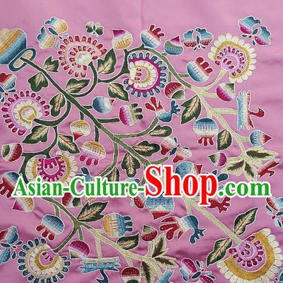 Traditional Chinese Embroidered Butterfly Fabric Hand Embroidering Dress Applique Embroidery Flowers Pink Silk Patches Accessories