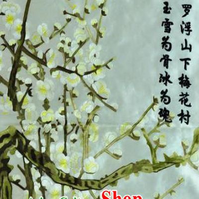 Traditional Chinese Embroidered Plum Blossom Decorative Painting Hand Embroidery Silk Wall Picture Craft