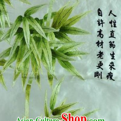 Traditional Chinese Embroidered Bamboo Decorative Painting Hand Embroidery Silk Wall Picture Craft