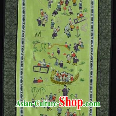 Traditional Chinese Embroidered Dragon Boat Children Decorative Painting Hand Embroidery Silk Wall Picture Craft
