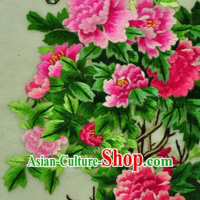 Traditional Chinese Embroidered Peony Butterfly Decorative Painting Hand Embroidery Silk Wall Picture Craft