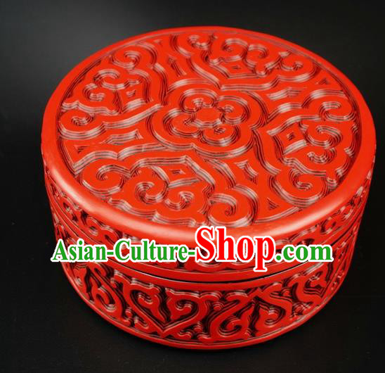 Traditional Chinese Carving Lacquerware Hand Red Rouge Box Craft Traditional Chinese Carving Lacquerware Hand Red Rouge Box Craft