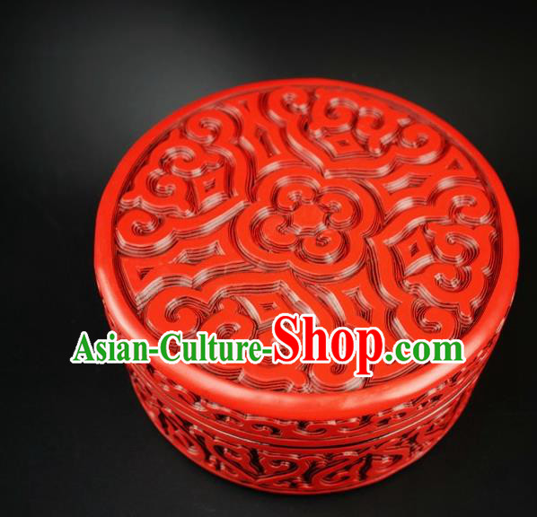 Traditional Chinese Carving Lacquerware Hand Red Rouge Box Craft Traditional Chinese Carving Lacquerware Hand Red Rouge Box Craft