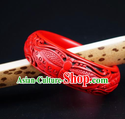 Traditional Chinese Carving Butterfly Lacquerware Bracelet Hand Red Bangle Accessories Traditional Chinese Carving Butterfly Lacquerware Bracelet Hand Red Bangle Accessories