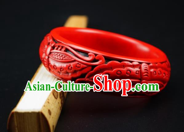 Traditional Chinese Carving Butterfly Lacquerware Bracelet Hand Red Bangle Accessories Traditional Chinese Carving Butterfly Lacquerware Bracelet Hand Red Bangle Accessories