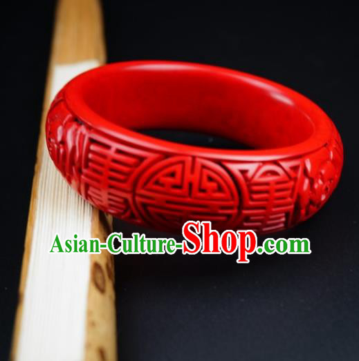 Traditional Chinese Carving Rose Lacquerware Bracelet Hand Red Bangle Accessories Traditional Chinese Carving Rose Lacquerware Bracelet Hand Red Bangle Accessories