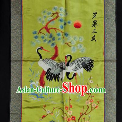 Traditional Chinese Embroidered Pine Cranes Decorative Painting Hand Embroidery Plum Blossom Silk Wall Picture Craft