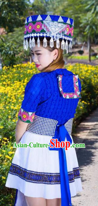 China Yunnan Miao Minority Clothing Ethnic Women Folk Dance Apparels and Hat