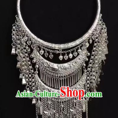 Handmade Chinese National Necklet Yunnan Miao Minority Silver Tassel Necklace Accessories Women Jewelry