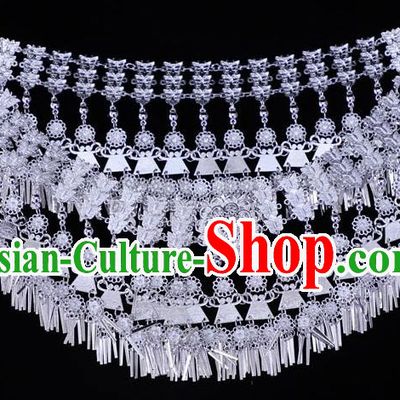 China Miao Silver Waist Jewelry Yunnan Miao Ethnic Argent Belt Traditional Minority Decoration Accessories