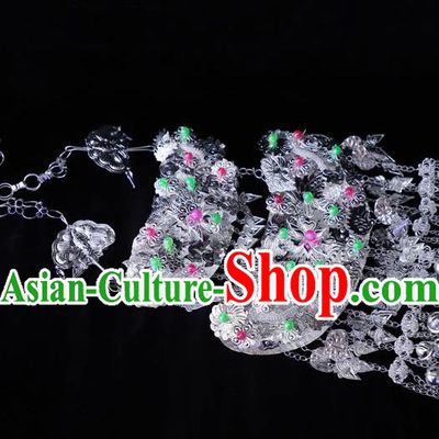 China Miao Ethnic Folk Dance Jewelry Accessories Traditional Minority Stage Show Bells Tassel Necklace