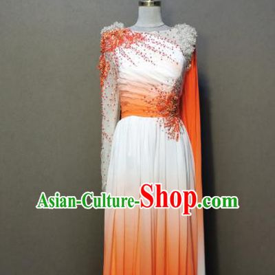 Top Grade Singing Competition Clothing Chorus Costumes Modern Dance Orange Dress