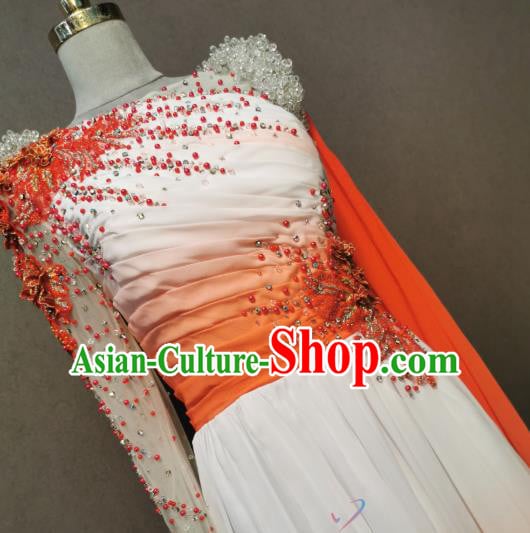 Top Grade Singing Competition Clothing Chorus Costumes Modern Dance Orange Dress Top Grade Singing Competition Clothing Chorus Costumes Modern Dance Orange Dress