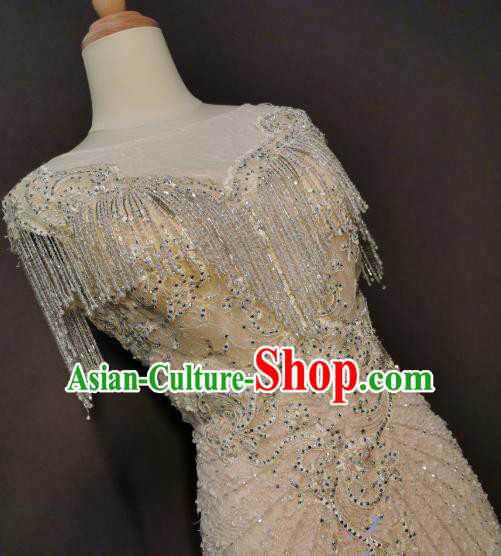 Evening Wear Chorus Singer Costumes Annual Meeting Compere Clothing Champagne Full Dress Evening Wear Chorus Singer Costumes Annual Meeting Compere Clothing Champagne Full Dress